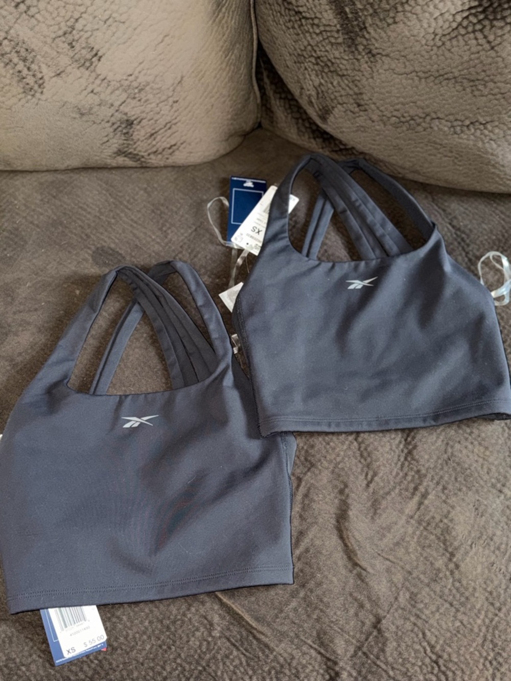 2 Reebok Black Double-Strap Sports Bra